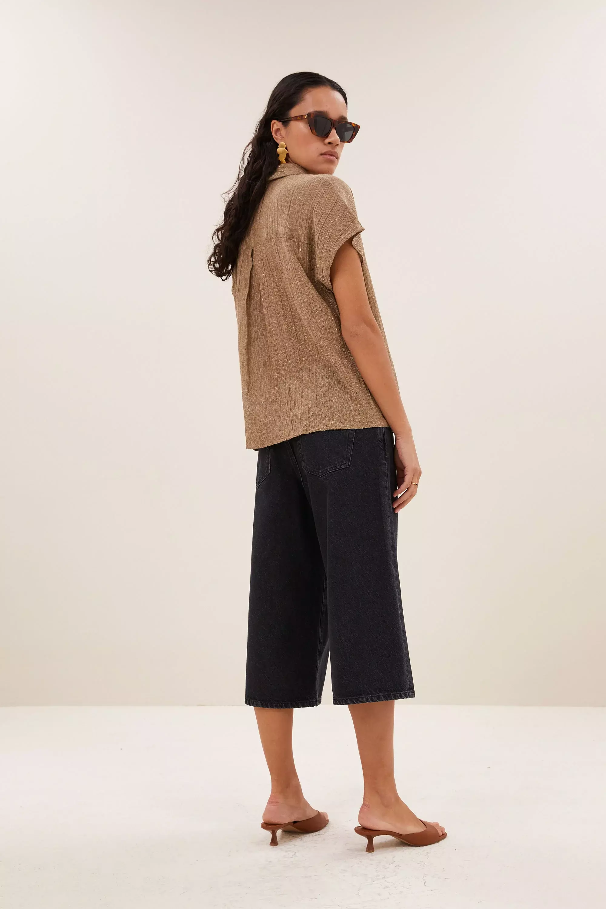 By-Bar Gold Barley Lurex Bluse Damen gold